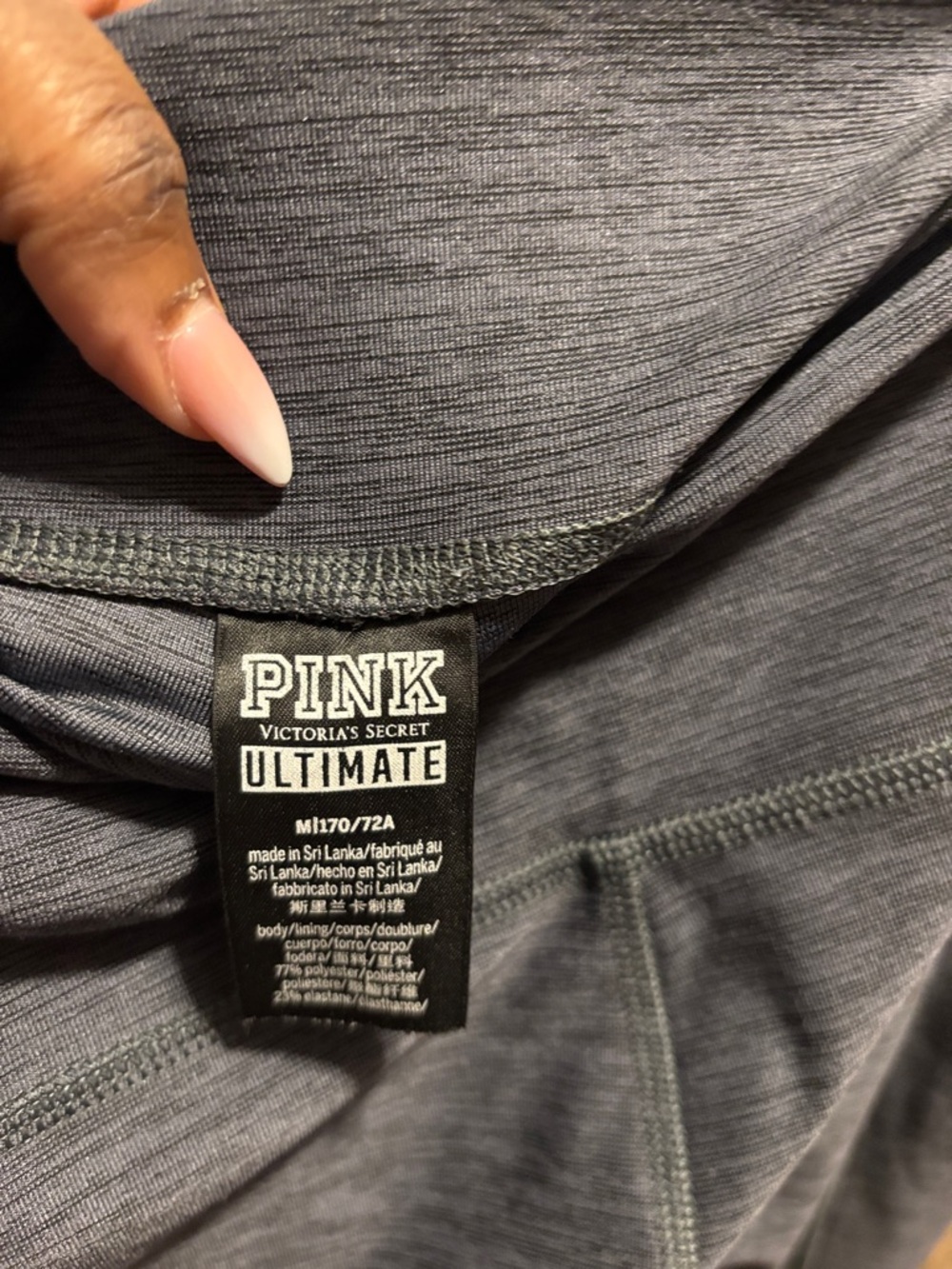 PINK Victoria's Secret Heathered Charcoal Gray Leggings - Picture 2 of 3
